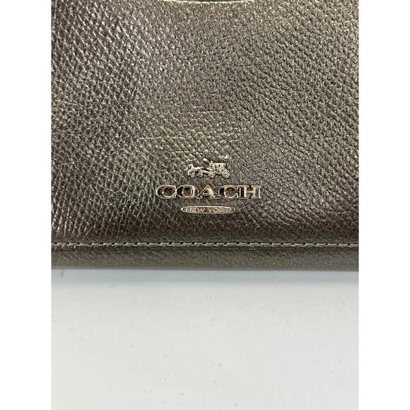 Coach Metallic Gray Zippy Wallet Full Size Leather - Picture 2 of 5